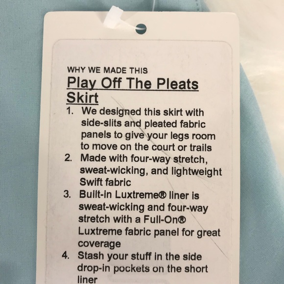 NWT lululemon Play Off The pleats skirt blue glow - Picture 3 of 8